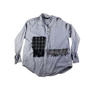 Zara Button Up Dress Shirt Women's Size Small Asymmetrical Career Wear Office